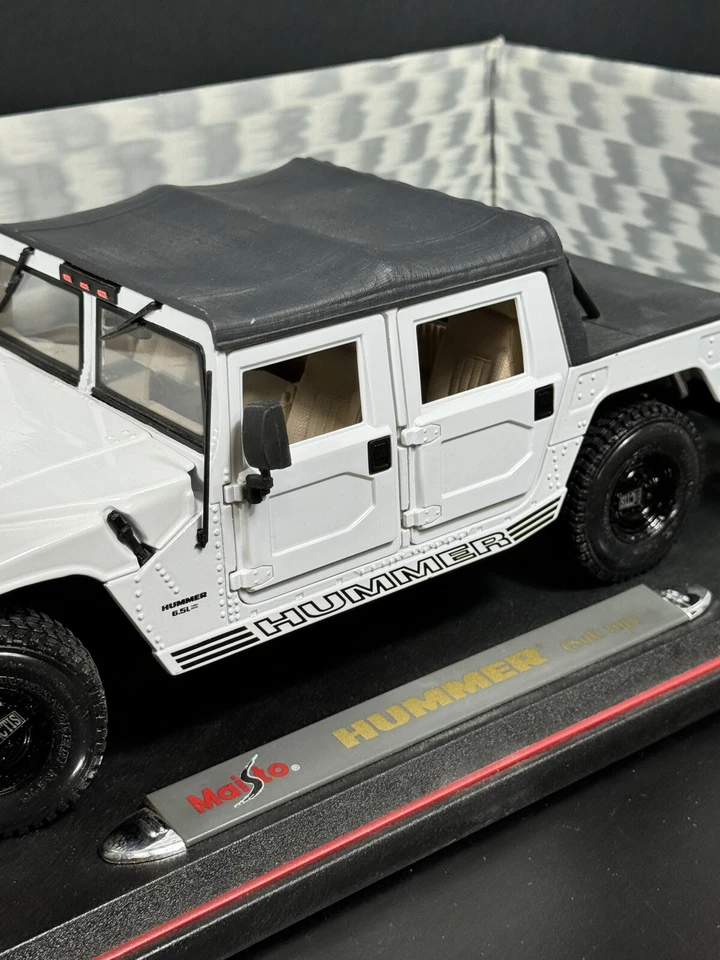 Vintage 1999 Maisto 1/18 Scale Diecast 31859 Hummer Soft Top - White w/ Box - Image 3 of 4