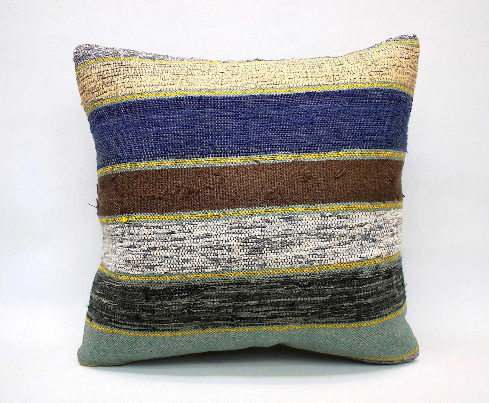 Kilim Square Pillow, 18x18 in, Decorative Throw Cushion, Handmade Vintage Pillow