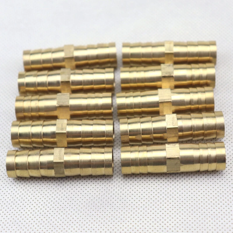 10Pcs NEW Brass Hose Barb Mender Union Brass Fitting Gas Fuel Water Air 1/2"12mm - Image 3 of 4