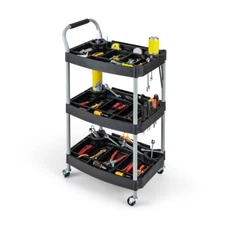 3 Layer Detailing Garage Tool Organizer Utility Cart w/ Multiple Divider 4 Wheel