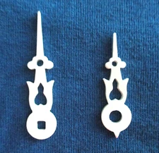 White Cuckoo Clock Hands  -  Square Hole for 90 mm Dial - BRAND NEW