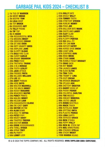 2024 SERIES 1 GARBAGE PAIL KIDS AT PLAY PICK-A-CARD YELLOW PARALLEL 1a-100b GPK - Picture 345 of 401
