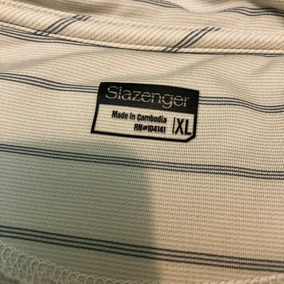 Camisa de golf Slazenger para hombre talla XL marrón a rayas manga larga cuello polo Foto 4 de 4