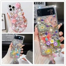 Women Butterfly Cute 3D Crystal Rhinestone Diamond Wrist Strap Back Phone Case