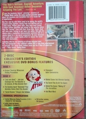 The Incredibles a two disc Collectors Edition (DVD, 2004) - Foto 2 di 2