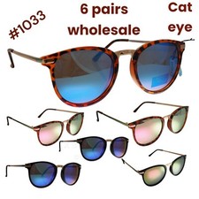 Wholesale Lot Of 6 Woman s Sun Glasses Cat Eye Metal Frame 1033
