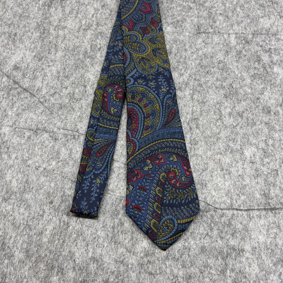 Галстук Neiman Marcus мужской синий красный пейсли классический 100% шелк сделано в США - Изображение 3 из 4