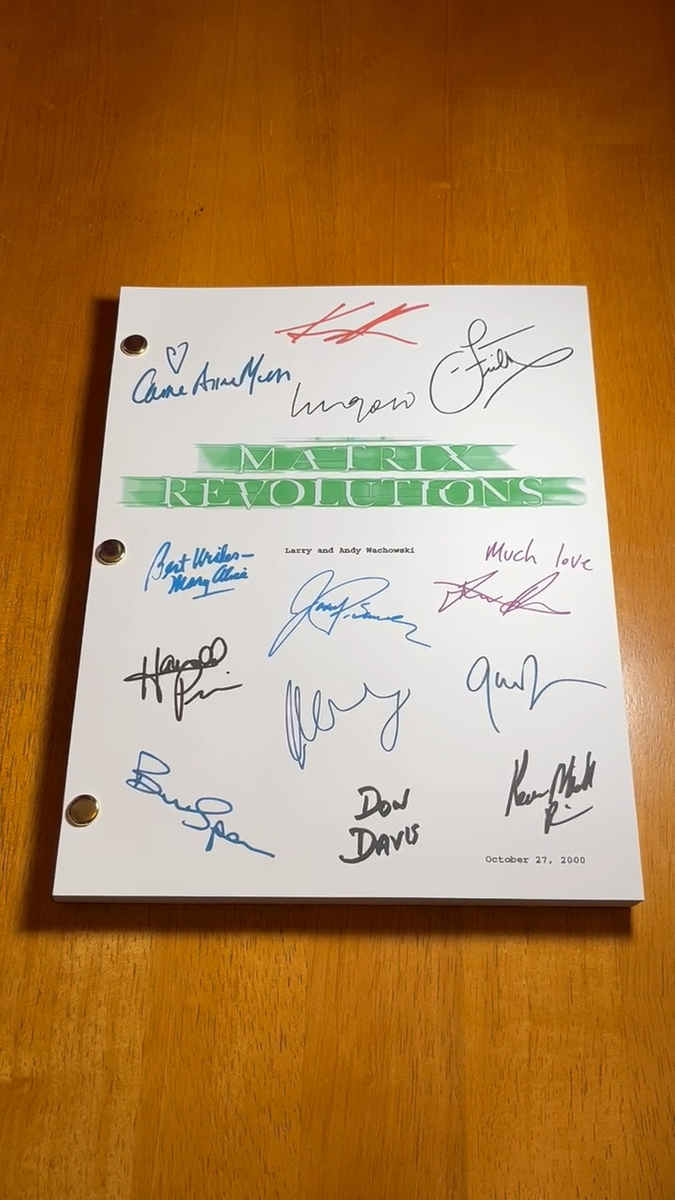 The Matrix Revolutions Script Signed- Autograph Reprints- 137