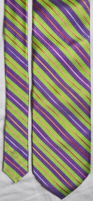 Robert Talbott Best of Class Green and Purple Striped Silk Made in USA