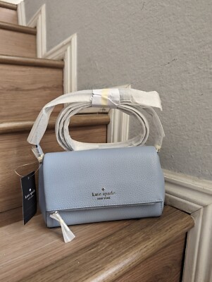 Kate Spade New York Leila Mini Zip Muted Blue Pebble Leather