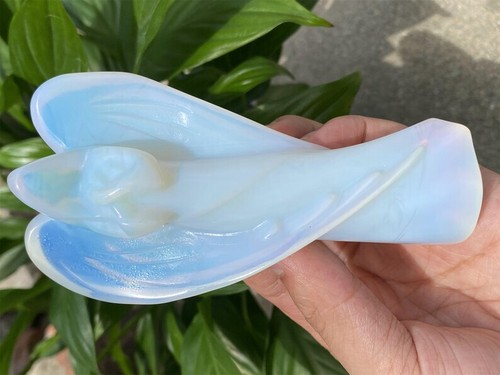 Calavera de cristal de cuarzo ángel tallado opalita de 4,8" Reiki curación 1 pieza - Imagen 7 de 8