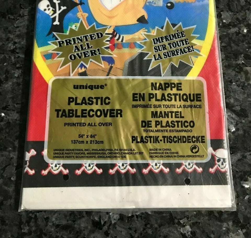 Capa de mesa de plástico aniversário pirata dente de ouro 54 x 84 NOVA LACRADA - Imagem 2 de 2