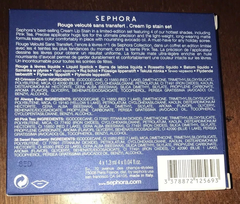 Sephora Collection Cream Lip Stain Set 4 x 0.04 oz/ 1.3 mL NEW - Image 3 of 3