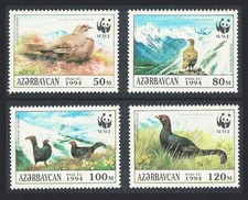 Azerbaijan WWF Birds Caucasian Black Grouse 4v 1994 MNH SG#178-181