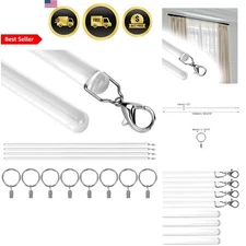 Acrylic Curtain Pull Wand 40 Inch Clear 4 Pack with Lobster Hooks & Ring Atta...