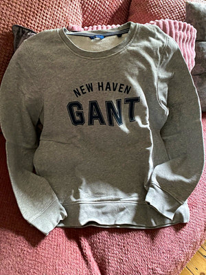 GANT New Haven Damen Pullover Rundhals Langarm Logo-Print grau L