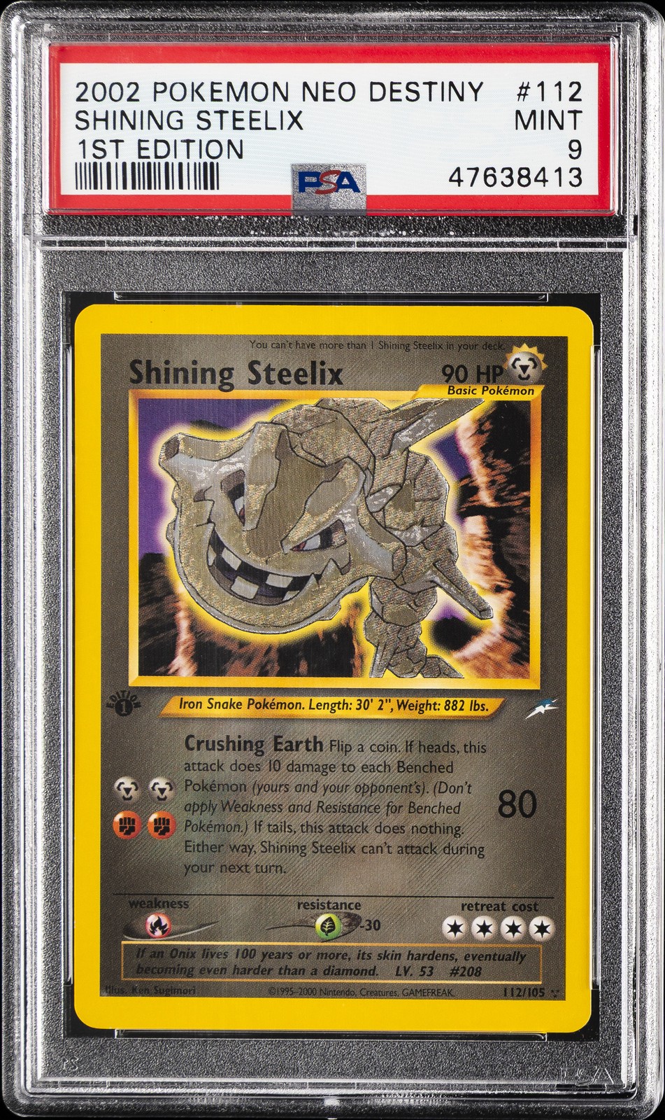 2002 POKEMON NEO DESTINY 1ST EDITION #112 SHINING STEELIX PSA 9