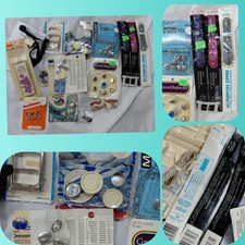 Vintage Sewing Supplies Lot Zippers Buttons Snaps Buckles Craft Supply Mixed