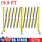 19.8 FT Expandable Barricade Safety Barrier Fence with Casters and Warning Board