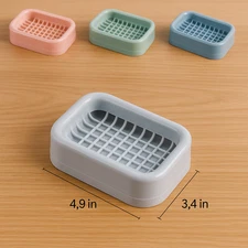 Pack of 3 Non Slip Soap Dish for Shower Double Layer Plastic Water Draining Soap