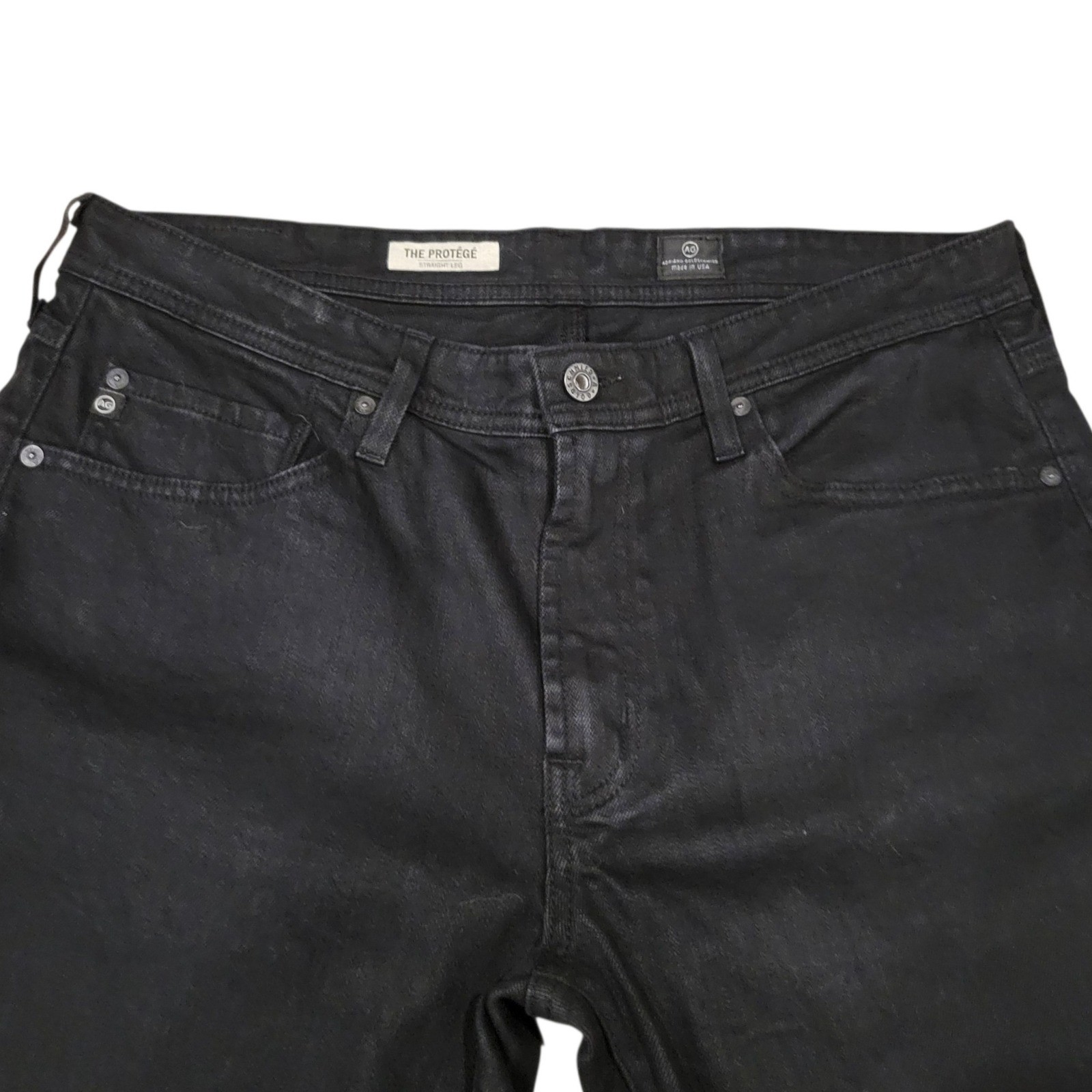AG Adriano Goldschmied The Protégé Straight Leg Black Denim Jeans Sz 36 I384 thumbnail 4