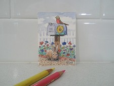 "Mail Box" ACEO mixed media 2.5"x3.5" collector card.