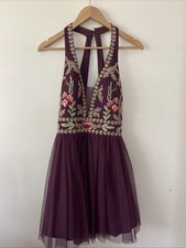Blondie Nites Stacy Sklar Mini Tulle Dress Plum W/ Embroidery Prom/Cocktail 11