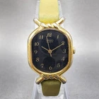 Seiko Watch Women 21mm Black Dial Gold Tone Oval 2621-5230 New Battery