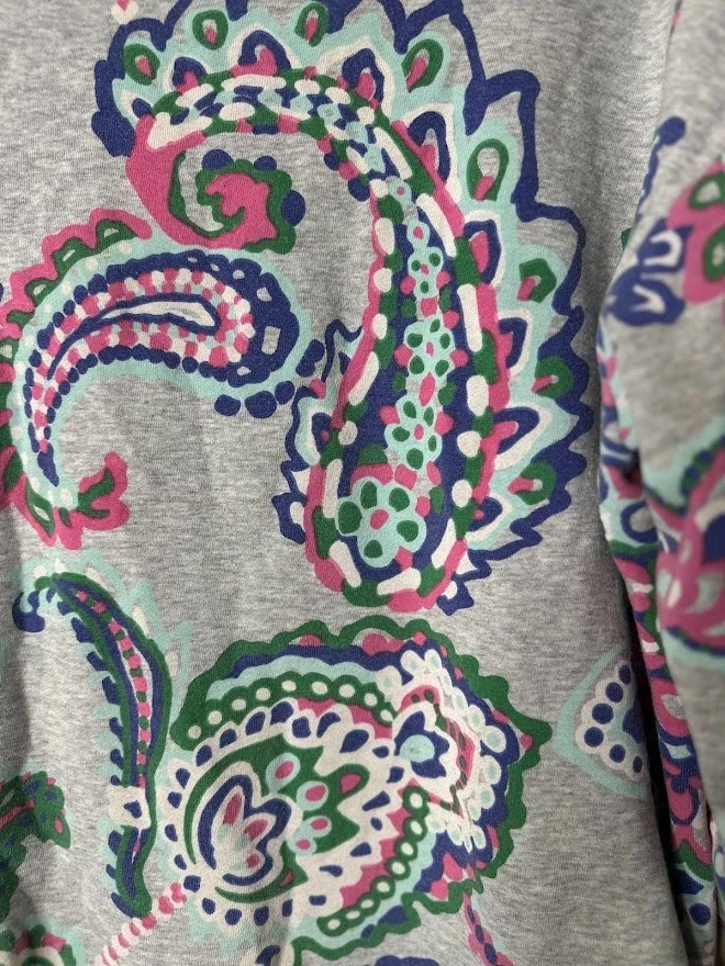 Sudadera Talbots Gris Paisley Para Mujer Plus 1X Pop Audaz Fantasiosa Dobladillo Alto-Bajo Foto 3 de 4