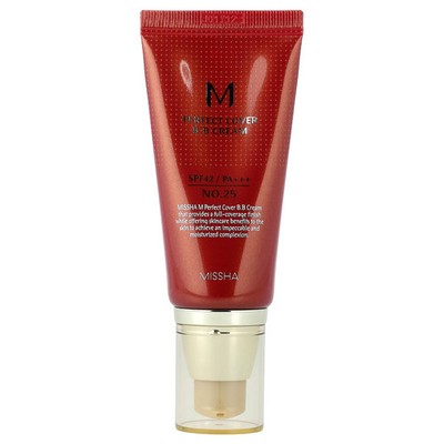 M Perfect Cover B.B Cream, SPF 42 PA+++, No. 25 Warm Beige, 1.69 fl oz (50 ml)