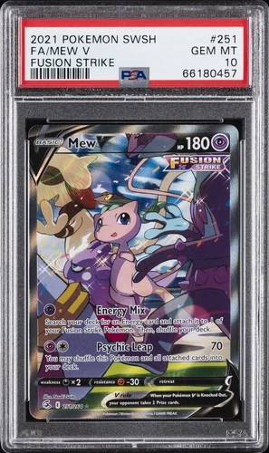2021 POKEMON SWORD & SHIELD FUSION STRIKE #251 FULL ART/MEW V PSA 10