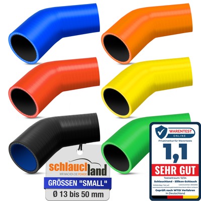 45° REDUZIERBOGEN ''S'' Reduzierstück Silikon Schlauch Rohr Grad Adapter Gummi 