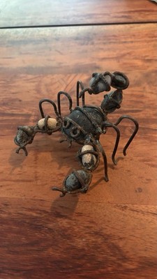 Handmade Rustic Metal Wire Stone Scorpion Sculpture 5 x4 x3 