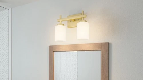 Wilburn Modern LED Bath Vanity Lights, 13 Inch 2-Light Satin Brass Bathroom L... - Picture 3 of 9