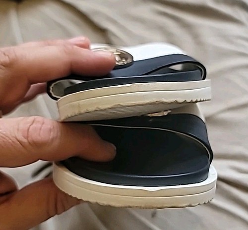 Tommy Hilfiger Black White Slides Sandals Shoes Women's 6 1/2M TWSOXY-T 141 0421 - Picture 10 of 10