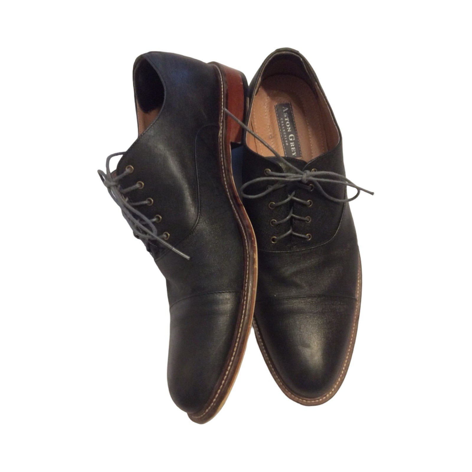 SAOLA Aston Grey Collection Bandino Black Leather Cap Toe Oxfords Size 13