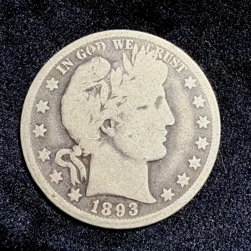 1893 50C Barber Silver Half Dollar Coin