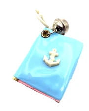 Vintage 1980s Charm Blue Notebook for Bell Charms Clip Necklace
