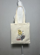 New Canvas Tote Bag with Zipper and Inner Pocket - flower plant