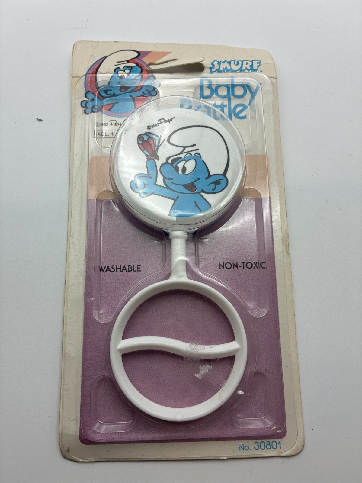 Vintage RARE 1982 Baby Smurf Baby Rattle by Peyo