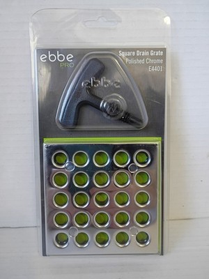 Ebbe Pro Square Drain Grate E4401 Polished Chrome 3.75 inch w/puller NEW
