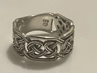 VTG STERLING SILVER 925 DETAILED IRELAND CELTIC KNOT BAND RING size 8 5g IRISH
