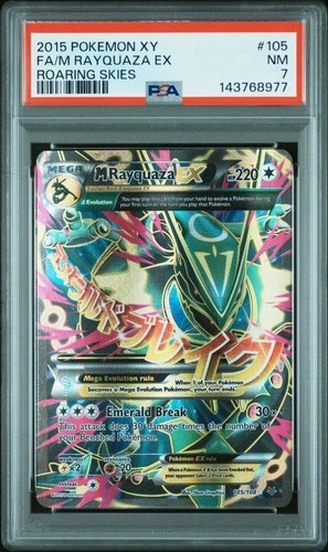 2015 POKEMON XY ROARING SKIES #105 FULL ART/M RAYQUAZA EX PSA 7