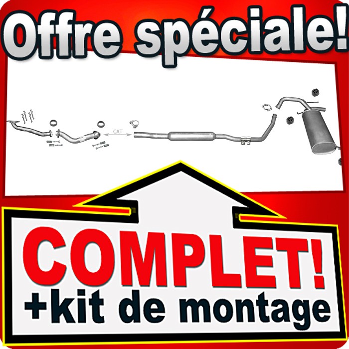 Échappement Fiat Sedici 1.6 16V en acier aluminé anticorrosion avec tuyau et silencieux