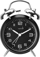 (Loud Alarm for Deep Sleepers 4'' Twin Bell Clock, Streamer Black 