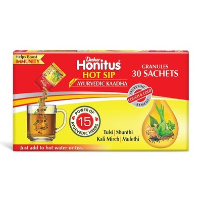 Dabur Honitus Hot Sip: 100% Ayurvedic Kadha Relief from Cough (4gm* 30 Sachets )