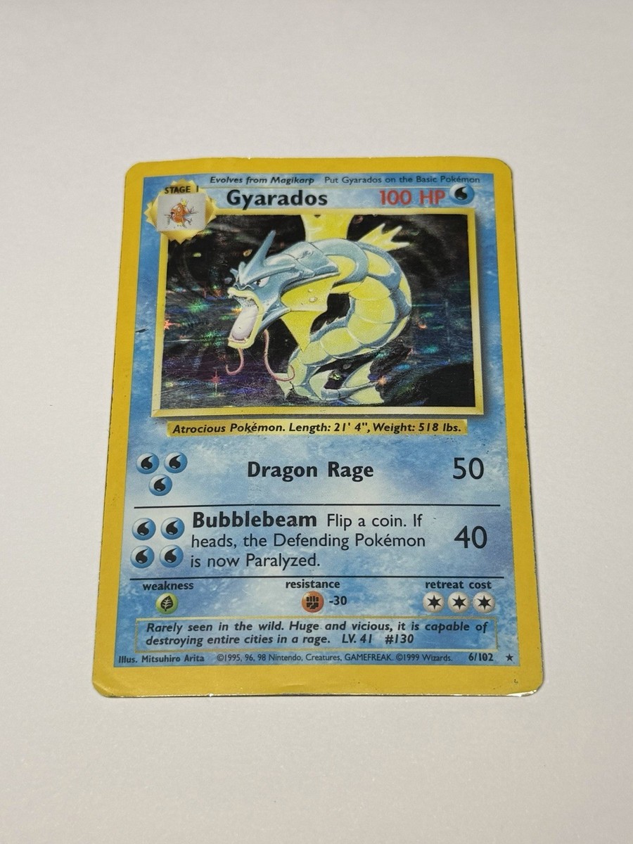 Gyarados 6/102 Holofoil WOTC Rare Base Set Unlimited Vintage