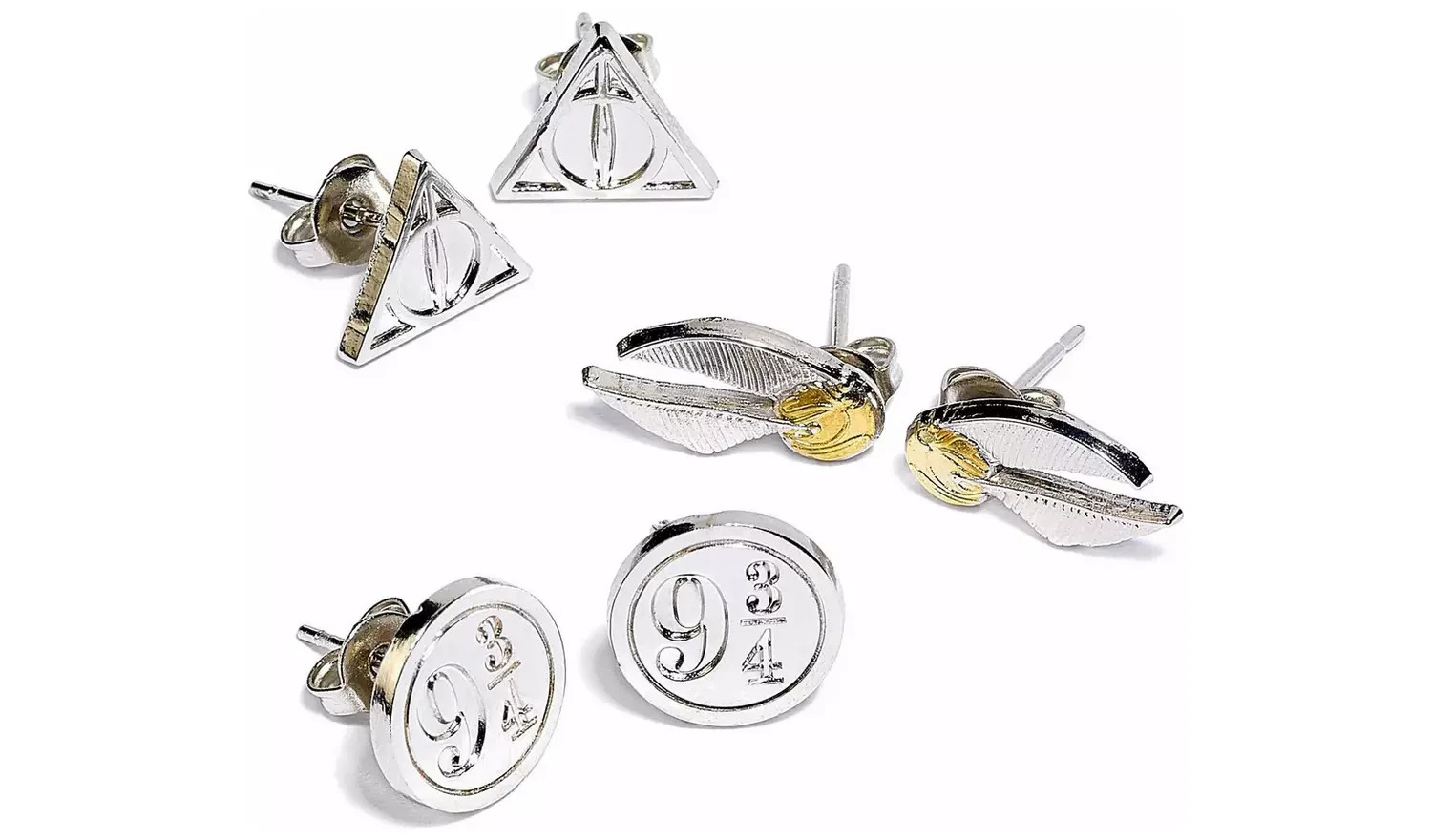 Harry Potter Silver Colour Stud Earrings - Set of 3 (Age 8+)