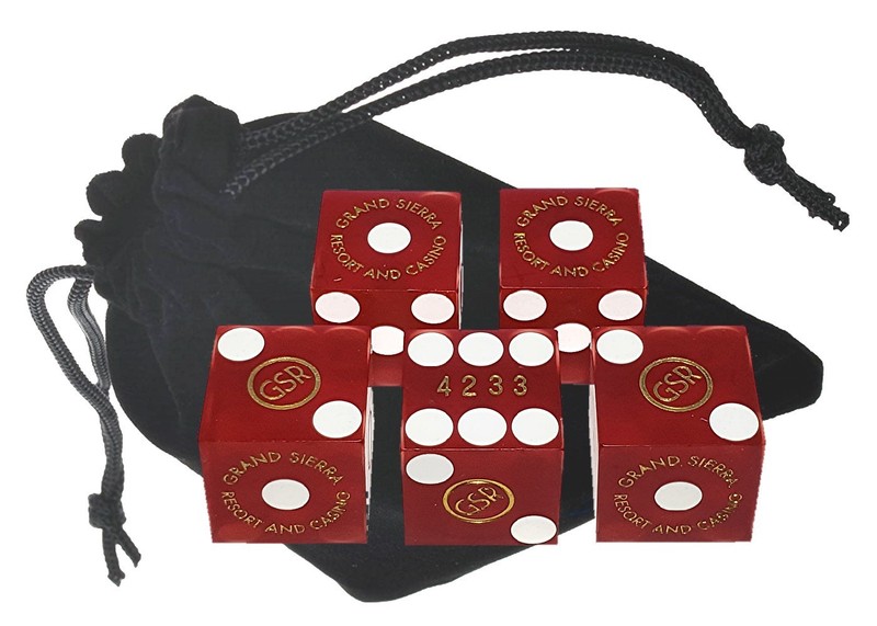 Grand Sierra Resort Reno Casino Craps Dice Red Frosted Set 5 Matching Serial #s