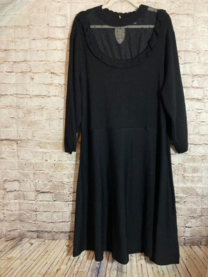 #ad Draper James RSVP Sweater Dress Womens 3X Black Knit Midi Dark Romantic Stretch $16.00